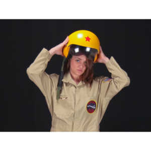 Lindsey was visiting and wanted to shoot, and I had an idea for a pinup based on a pilot's helmet I had recently been given.  So we went to a local military surplus and whipped up a pilot costume and did this shoot.